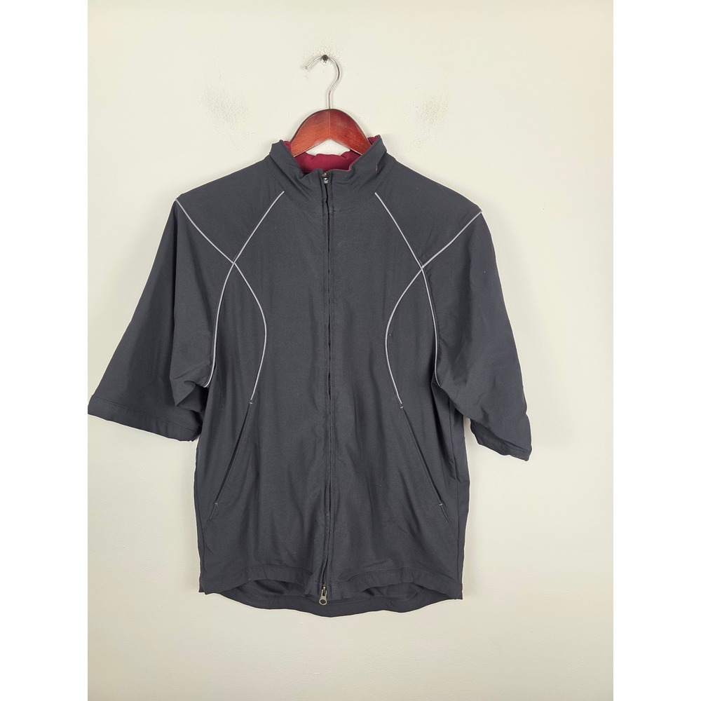 Nike Golf Clima-FIT Mens Short Sleeve Full Zip Jacket Black Burgundy Medium‎